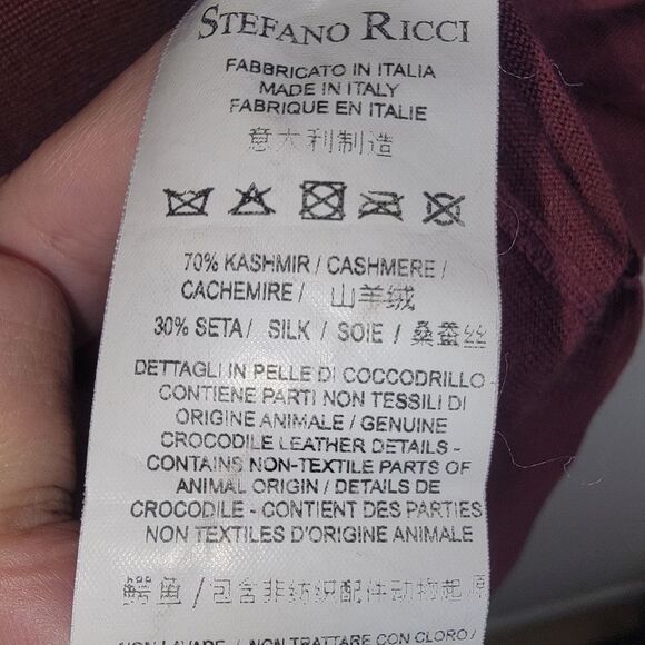 Stefano Ricci Men's Cashmere-Silk Quarter-Zip Polo Sweater w/ Crocodile size XL - Picture 10 of 12